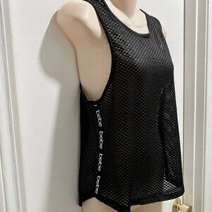(5) Bebe Sport Sheer Net Activewear Athletic Gym Workout Stretch Knit Tank Top S